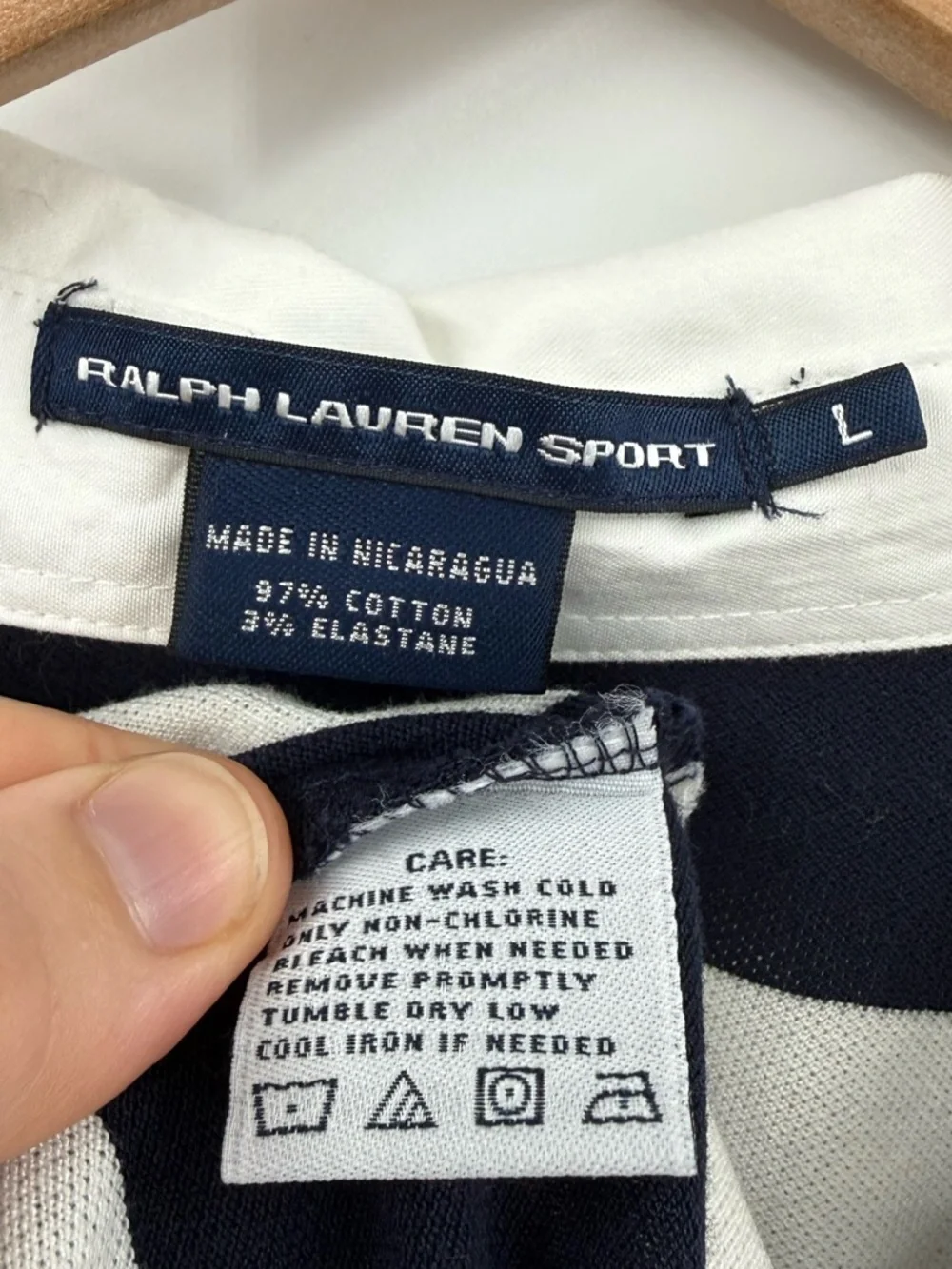✦ Ralph Lauren Sport Striped Rugby Polo | Navy / White | M/L - Picture 5 of 6